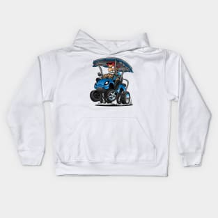 Funny Golf Cart Hotrod Golf Car Popping a Wheelie Cartoon Kids Hoodie